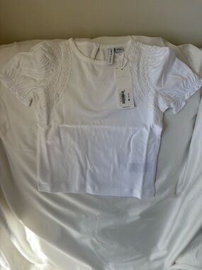 Janie and Jack White Eyelet Crochet Lace Trim Knit Top